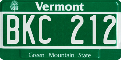 VT license plate BKC212