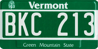 VT license plate BKC213