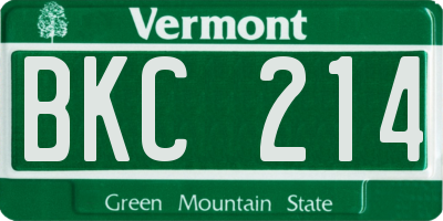VT license plate BKC214