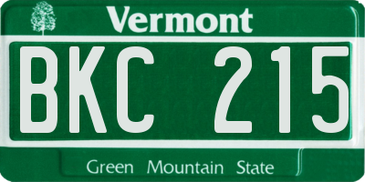 VT license plate BKC215
