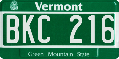 VT license plate BKC216