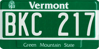 VT license plate BKC217