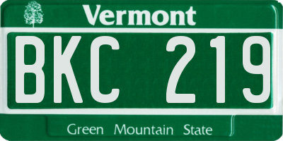 VT license plate BKC219
