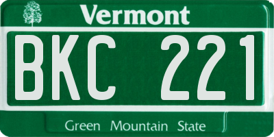 VT license plate BKC221