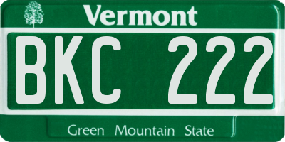 VT license plate BKC222