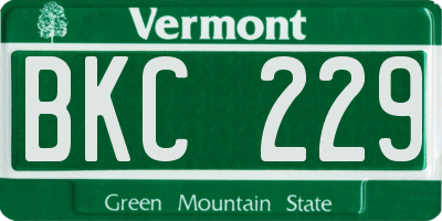 VT license plate BKC229
