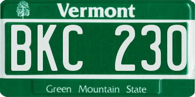 VT license plate BKC230