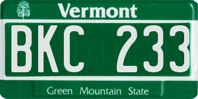 VT license plate BKC233