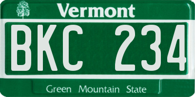 VT license plate BKC234
