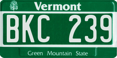 VT license plate BKC239
