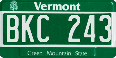 VT license plate BKC243