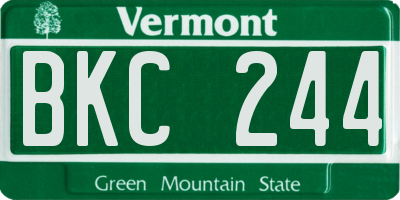 VT license plate BKC244