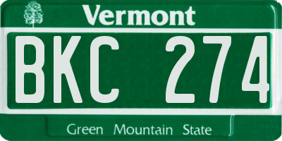 VT license plate BKC274
