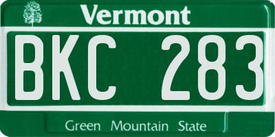 VT license plate BKC283