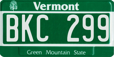 VT license plate BKC299