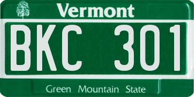 VT license plate BKC301
