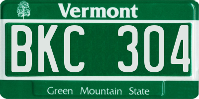 VT license plate BKC304