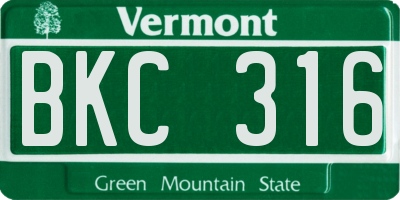 VT license plate BKC316