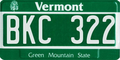 VT license plate BKC322