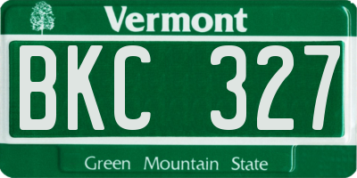VT license plate BKC327