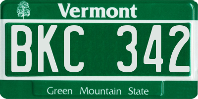 VT license plate BKC342