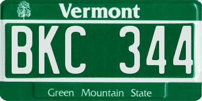 VT license plate BKC344