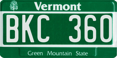 VT license plate BKC360