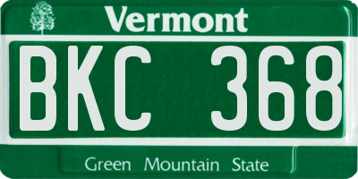 VT license plate BKC368