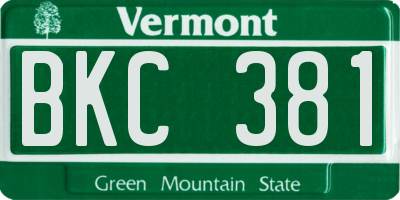 VT license plate BKC381