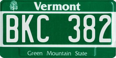 VT license plate BKC382