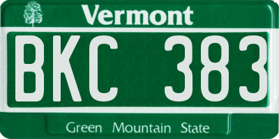 VT license plate BKC383
