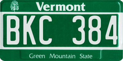 VT license plate BKC384