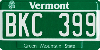 VT license plate BKC399