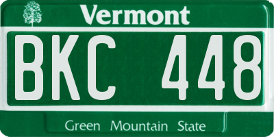 VT license plate BKC448