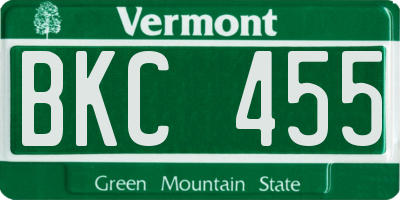 VT license plate BKC455
