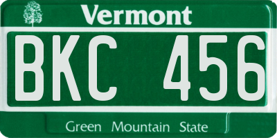 VT license plate BKC456