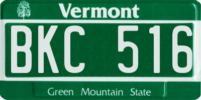 VT license plate BKC516