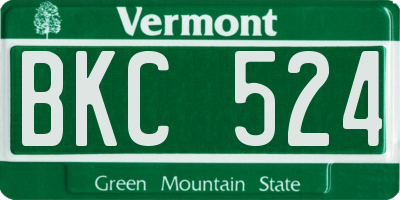 VT license plate BKC524