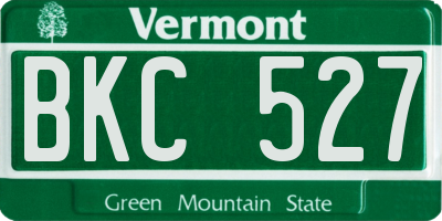 VT license plate BKC527