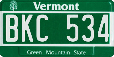 VT license plate BKC534