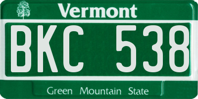 VT license plate BKC538