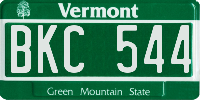VT license plate BKC544