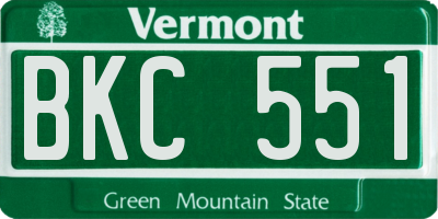 VT license plate BKC551