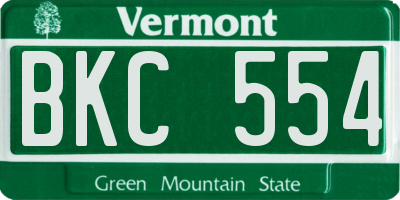 VT license plate BKC554