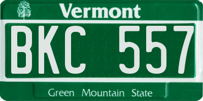 VT license plate BKC557
