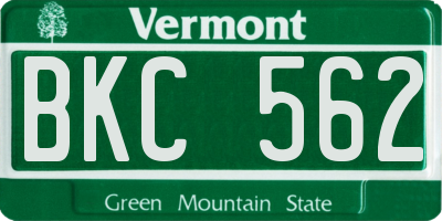 VT license plate BKC562
