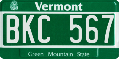 VT license plate BKC567
