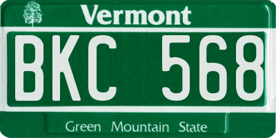 VT license plate BKC568