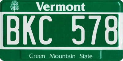 VT license plate BKC578