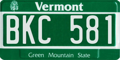 VT license plate BKC581